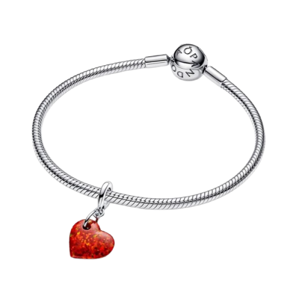 Charm Colgante Corazón Rojo Opalescente