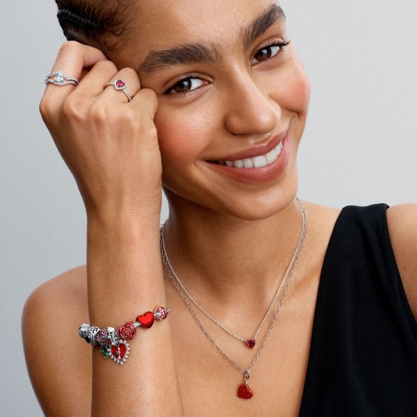 Charm Colgante Corazón Rojo Opalescente