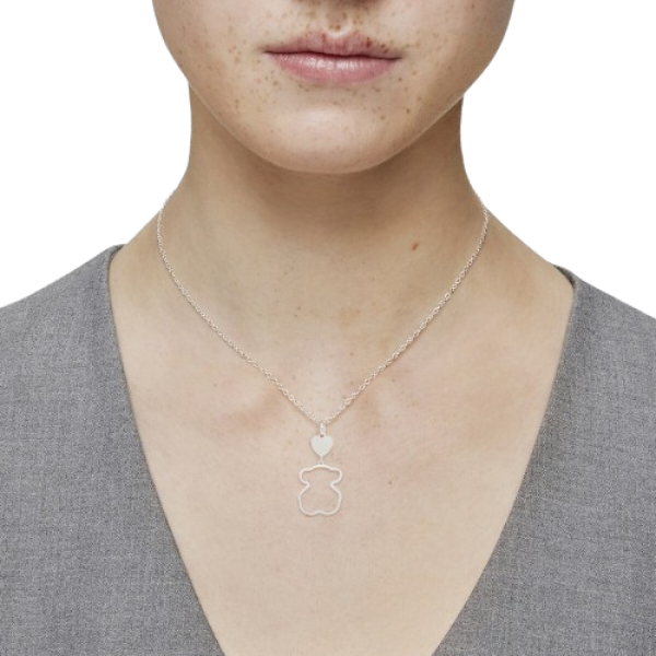 Collar de plata motivo oso New Silueta