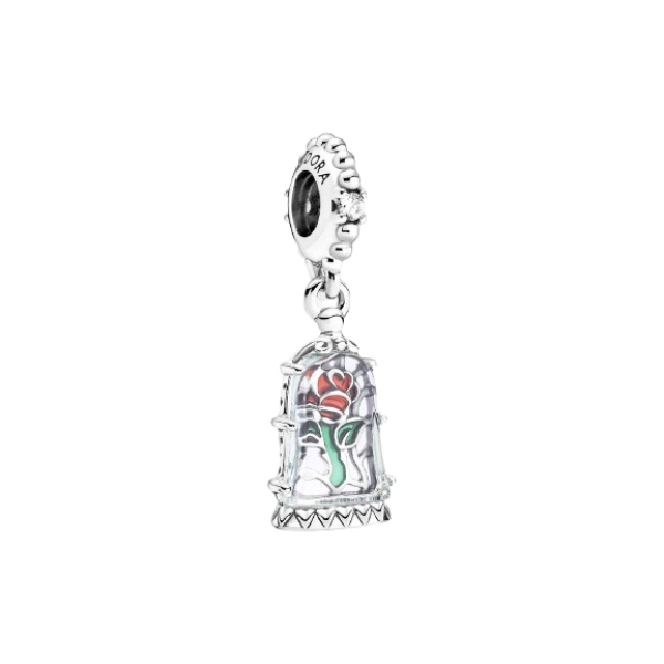 Charm Colgante Rosa Encantada de La Bella y la Bestia de Disney