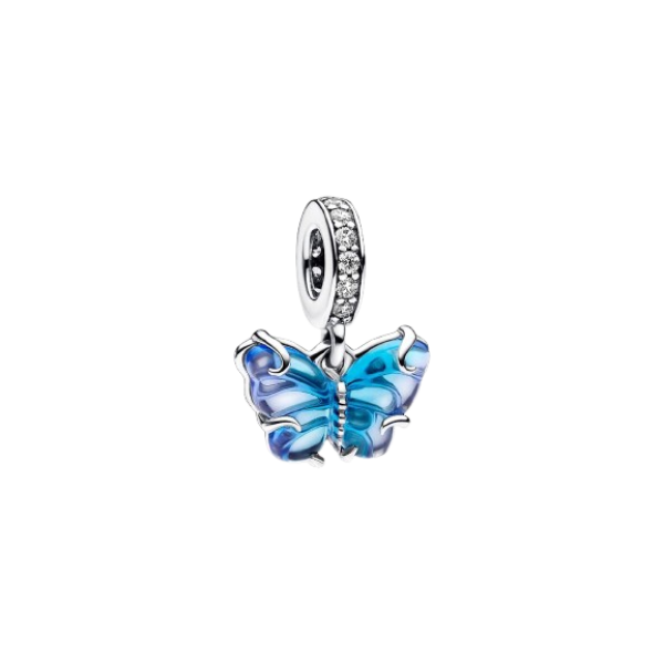 Charm Colgante Mariposa de Cristal de Murano Azul