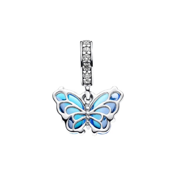 Charm Colgante Mariposa de Cristal de Murano Azul