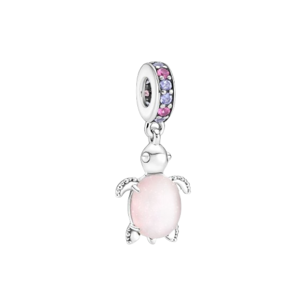 Charm Colgante Tortuga Marina de Cristal de Murano Rosa