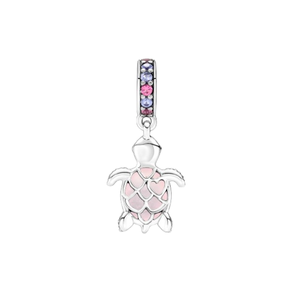 Charm Colgante Tortuga Marina de Cristal de Murano Rosa