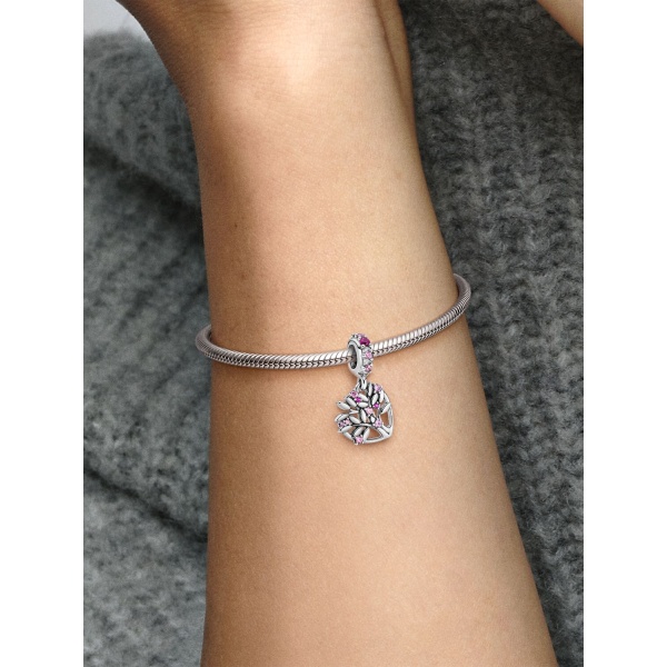 Charm Colgante Árbol Genealógico de Corazón Rosa
