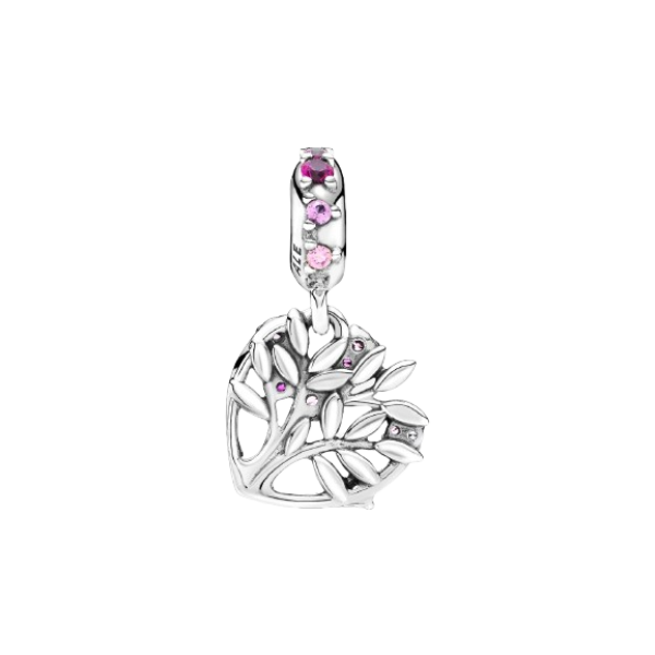 Charm Colgante Árbol Genealógico de Corazón Rosa