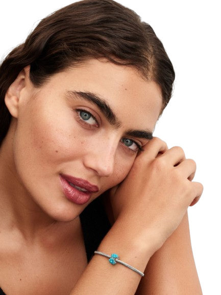 Charm Océano de Color Turquesa Plata de primera ley