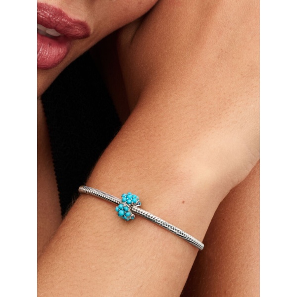 Charm Océano de Color Turquesa Plata de primera ley