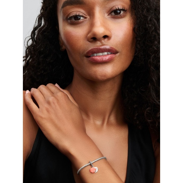 Charm Colgante Doble Concha Color Coral Plata de primera ley