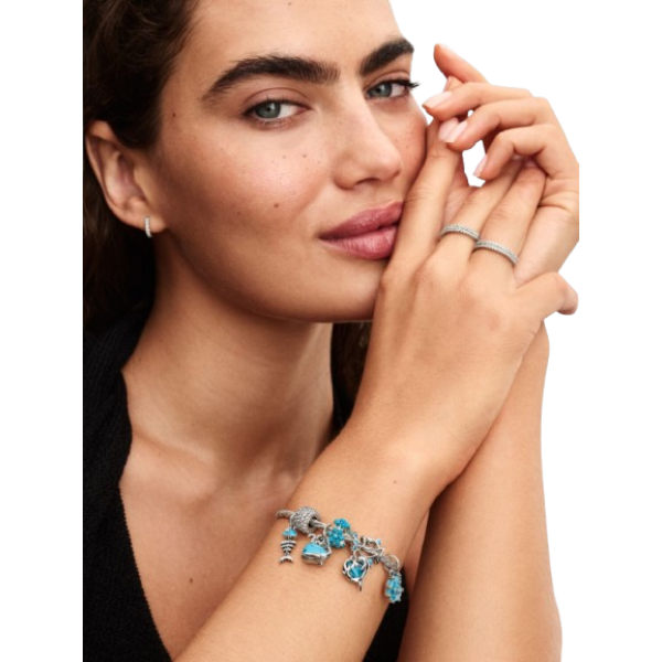 Charm Océano de Color Turquesa Plata de primera ley