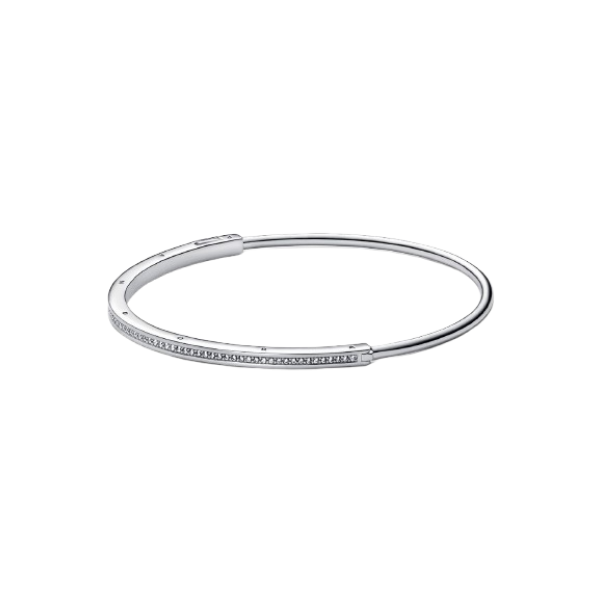 Pulsera Rígida Pandora Signature I-D Pavé Plata de primera ley