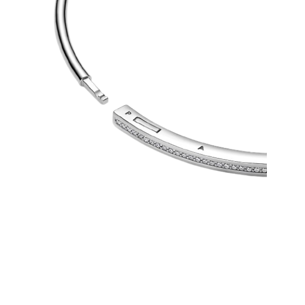 Pulsera Rígida Pandora Signature I-D Pavé Plata de primera ley