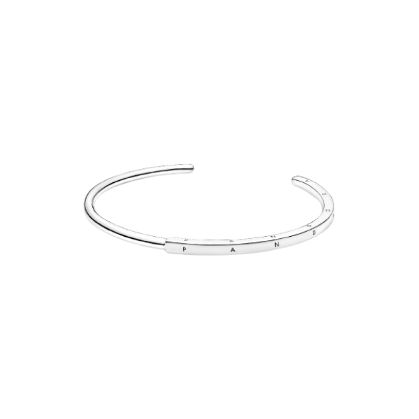Pulsera Rígida Pandora Signature I-D Abierta Plata de primera ley