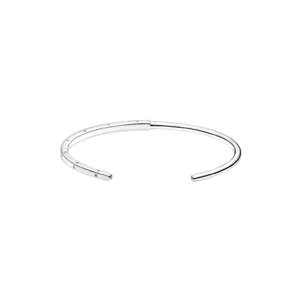 Pulsera Rígida Pandora Signature I-D Abierta Plata de primera ley