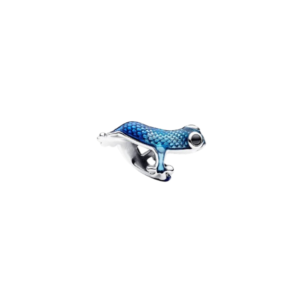 Charm Geco Azul Metálico Plata de primera ley