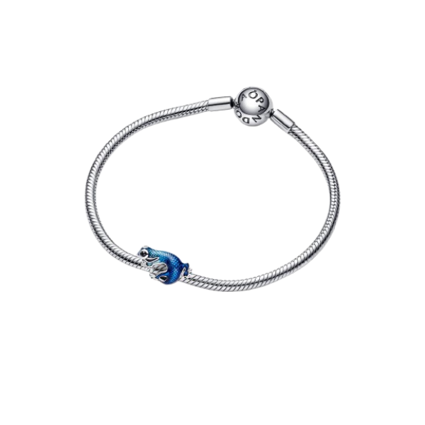 Charm Geco Azul Metálico Plata de primera ley