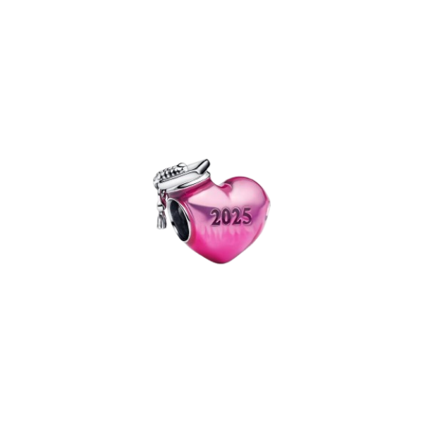 Charm Corazón y Graduación 2025 Plata de primera ley