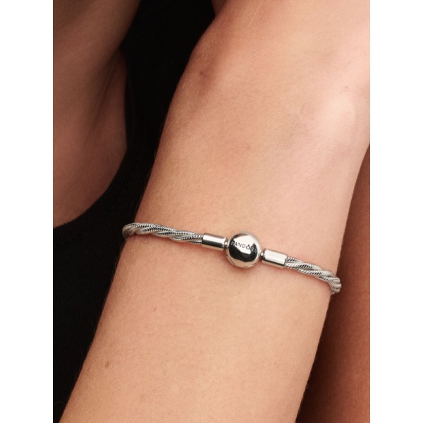 Pulsera Cadena de Serpiente Trenzada con Cierre de Bola de Pandora